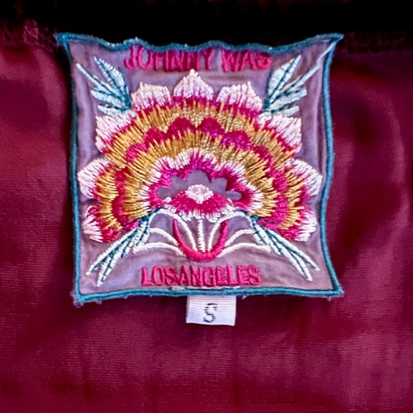 Johnny Was Marcella Burgundy Silk Velvet 3/4 Sleeve Peasant Style Top, S - Picture 12 of 12